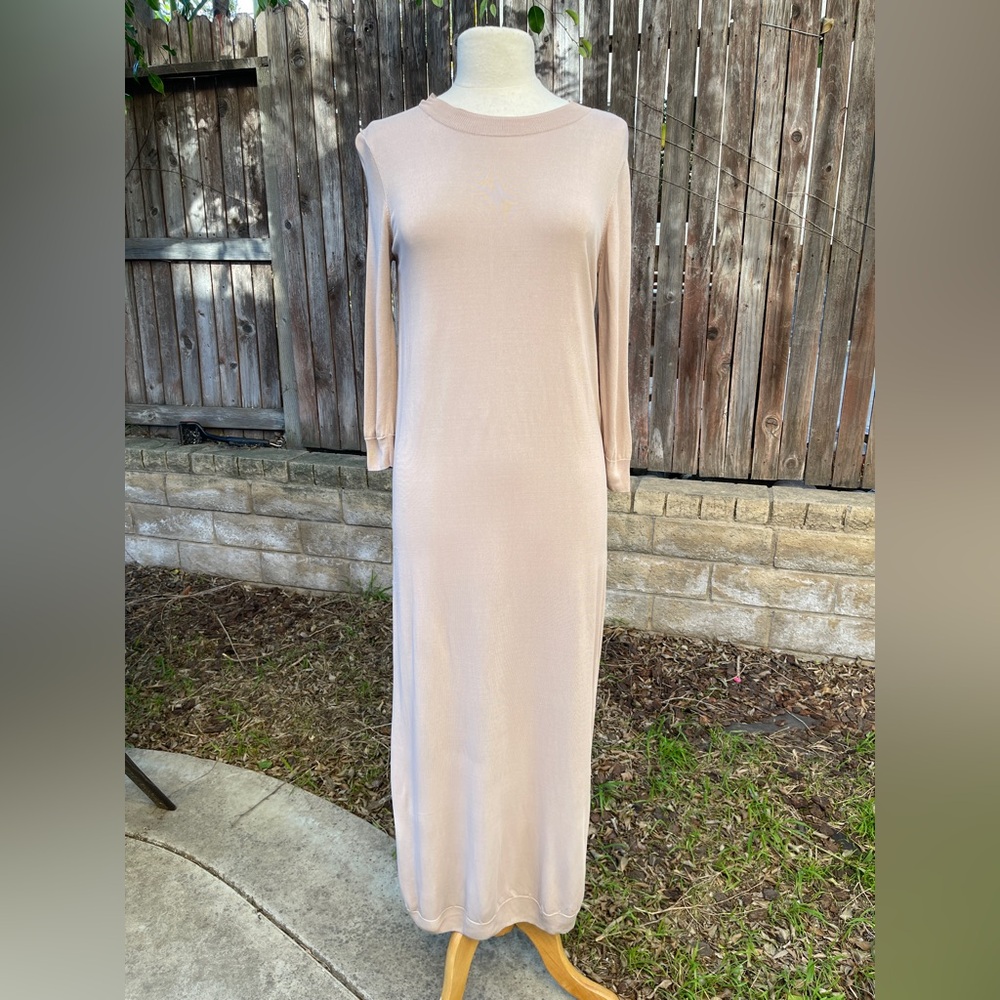 COS knitted Beige Long Sleeve Maxi Dress Minimalist Classic S luxury neutral